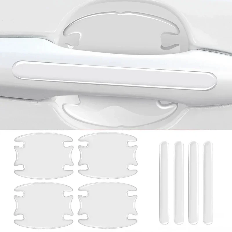 4-16pcs Car Door Handle Bowl Scratch Transparent Stickers Protective Invisible Silicon Rearview Mirror Anti-collision Strip