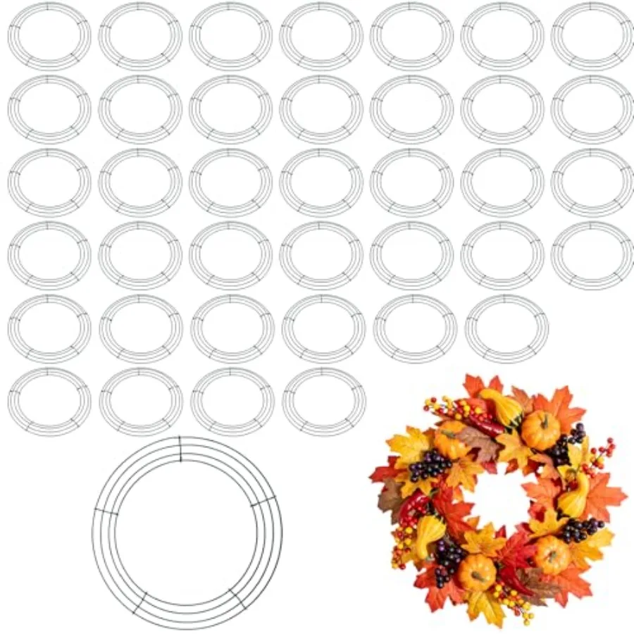 

40 шт. металлических основ для венков, 12 дюймов, круглые проволочные формы для цветочных венков, для вечеринок, поделок, праздничного декора, зеленые