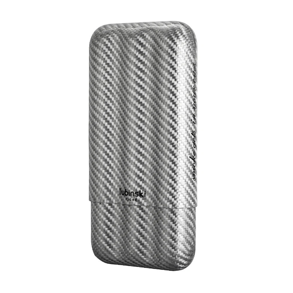 LUBINSKI Carbon Fiber Cigar Case Portable Travel Humidor Bag Mini Cigar Storage Box Smoking Gift