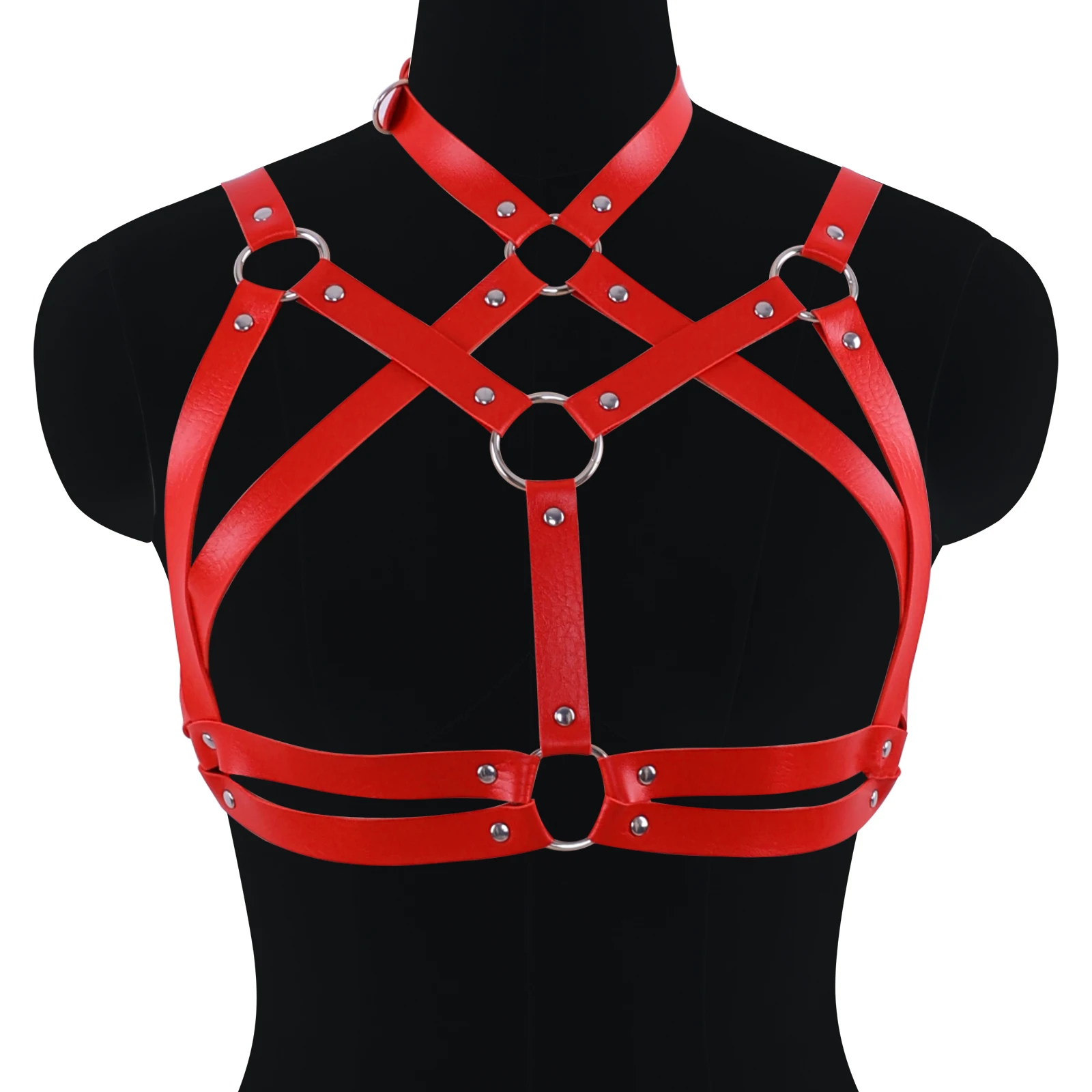 

Punk Harness Lingerie Women's Cage Bra Leather Bondage Sexy Erotic Sword Belt Corset Goth Garter Belt Fetish Chain Accessories