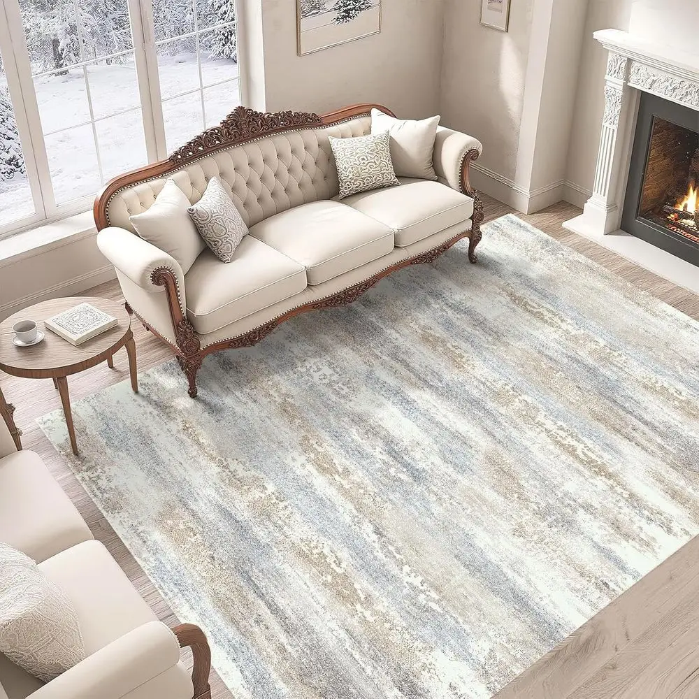 

Boho-Style 6x9 Area Rug: Soft, Durable, and Foldable Low Pile Faux Wool Carpet for Living Spaces, Bedrooms, and Home Offices