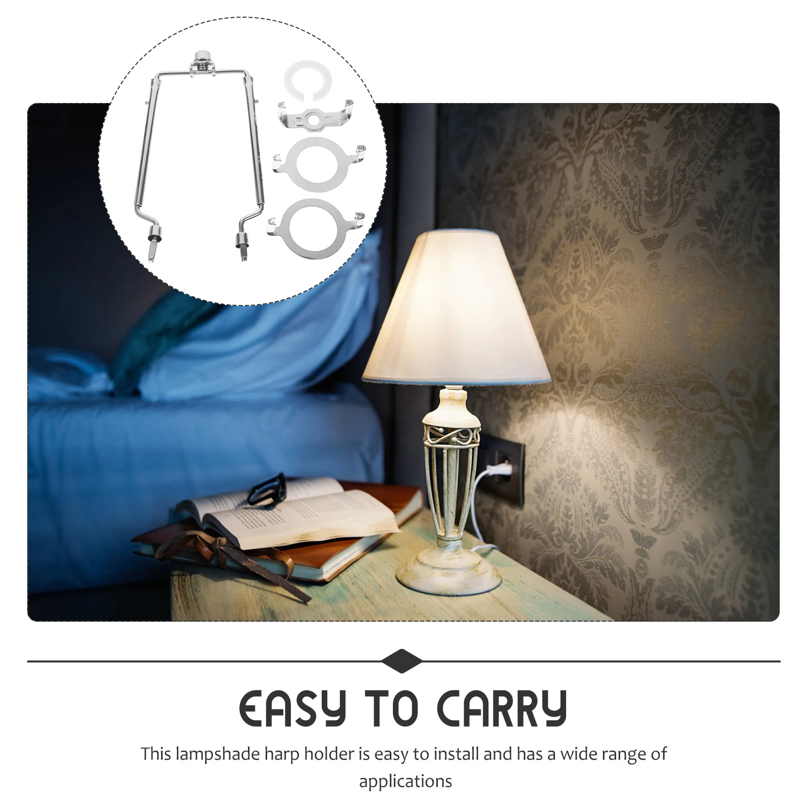 

1 set 1 Set Adjustable Lamp Shade Harp Holder Kit Silver 9-12 Inch Shade Support Bracket For Table Floor Lamp Repair Lighting