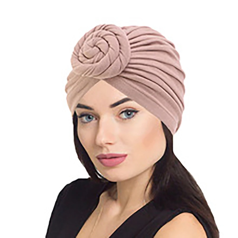 Turbantes para mujer, Hijabs musulmanes africanos, nudo de flores, trenza trenzada, envoltura para la cabeza, cubierta para el cabello, gorros de gorro