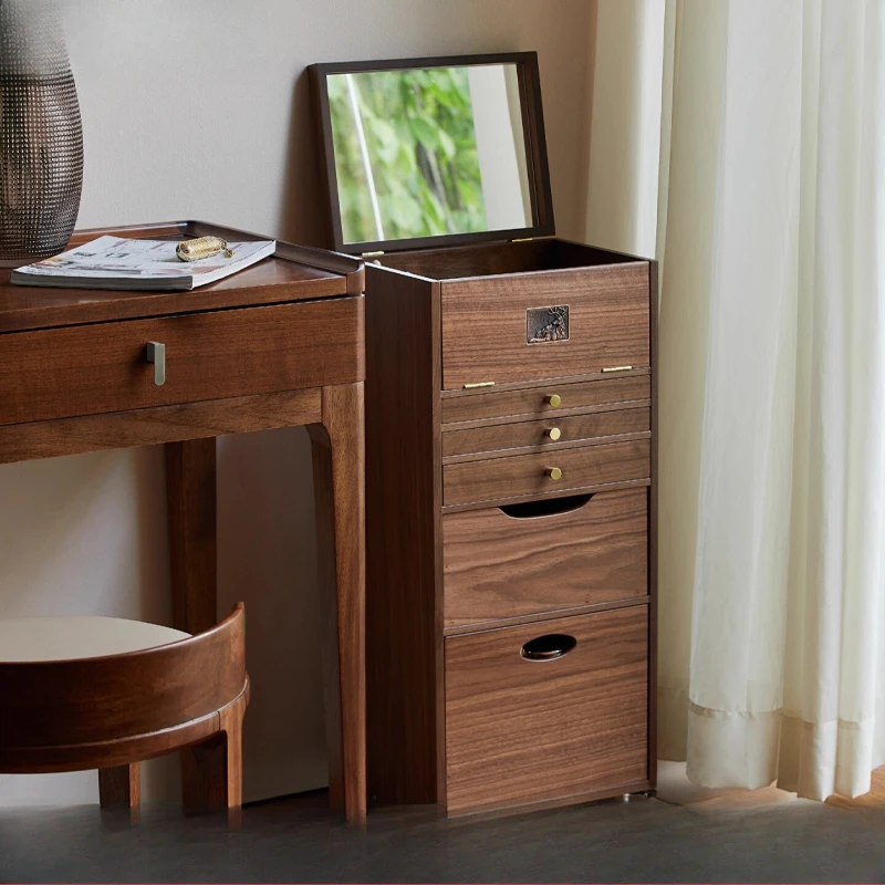 Cosmetics storage cabinet floor-to-ceiling removable household high-end dust-proof jewelry storage integrated trolley