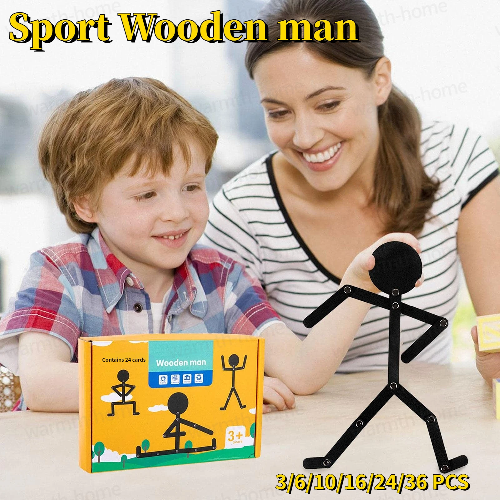 

3-36 Set Educational Game Set Party Favor DIY Sport Wooden Puzzles for Childs Early Learning Toy for Birthday Christmas Gifts
