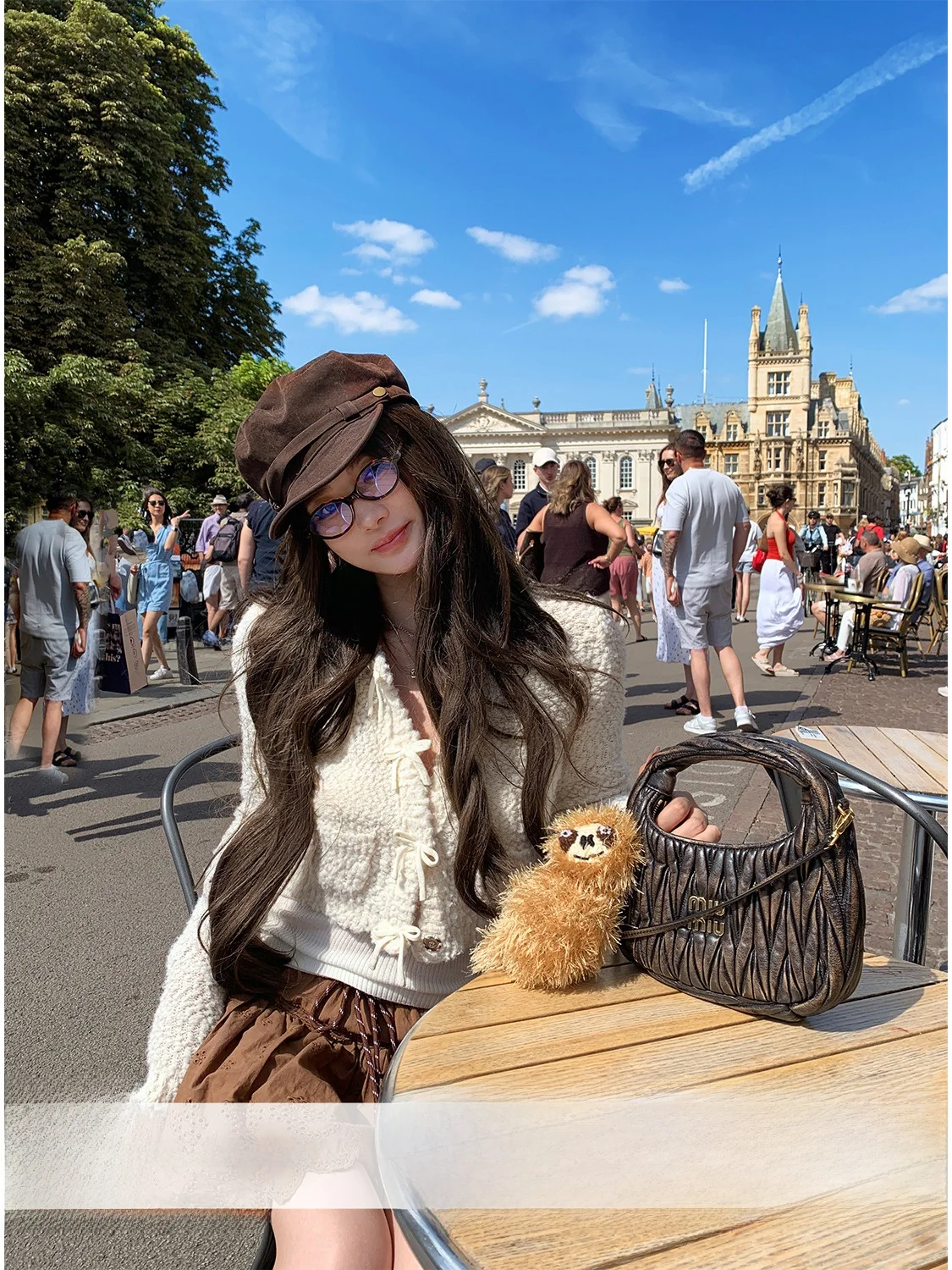 

Вязаный кардиган Xinlei Lin Cr Mousse с 3D-текстурой и жемчужным эффектом, мягкий, в корейском стиле, с длинными рукавами, женский, модный, теплый, для прогулок