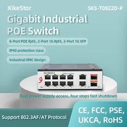 8-Port 1000M POE RJ45 2-Port 1000M RJ45 2-Port 1000M SFP Network Plug & Play IP40 Protective Industrial Level