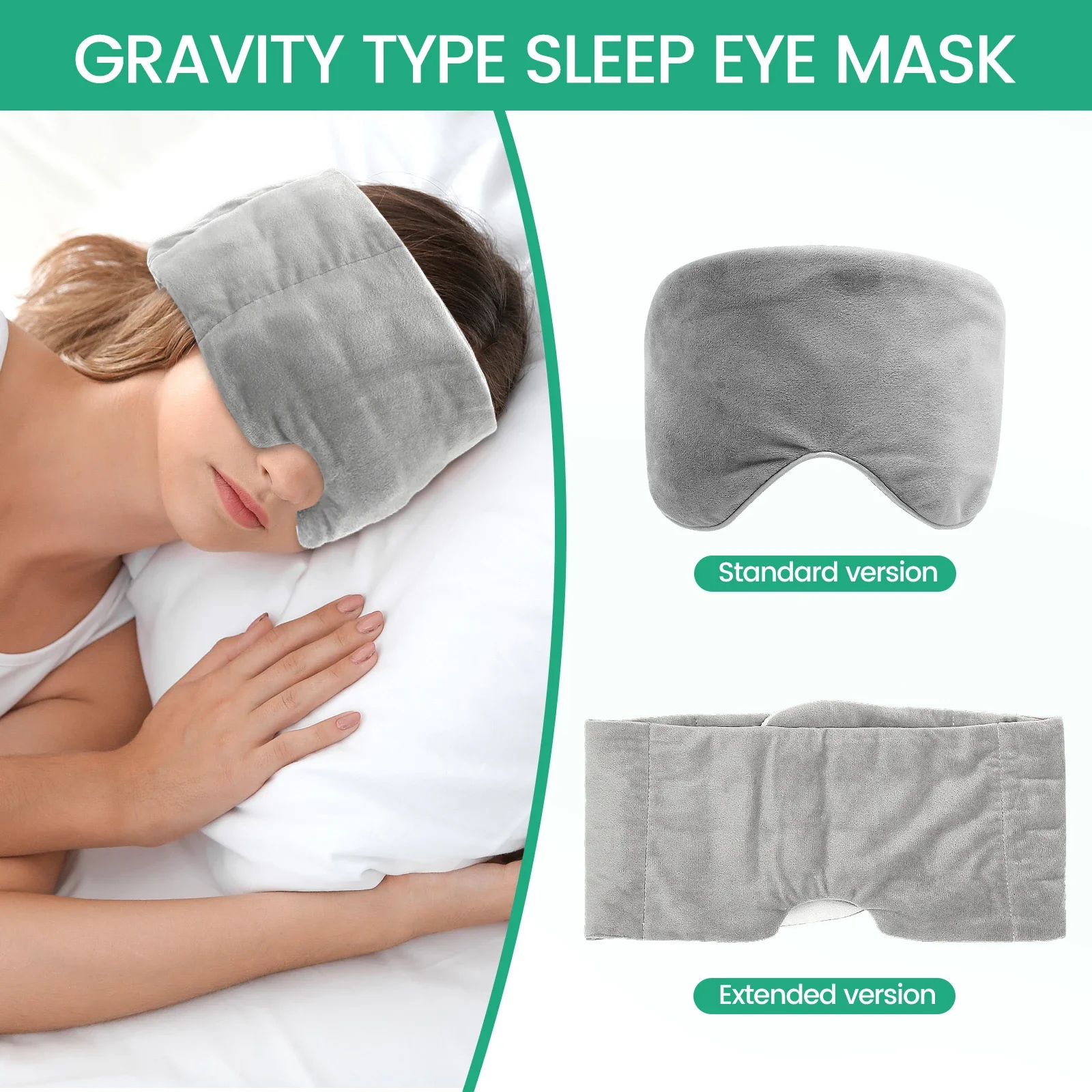 Weighted Eye Mask Soft Breathable Blackout Sleep Mask with Adjustable Sticky Strap Removable Weighted Eye Cover for Sleeping