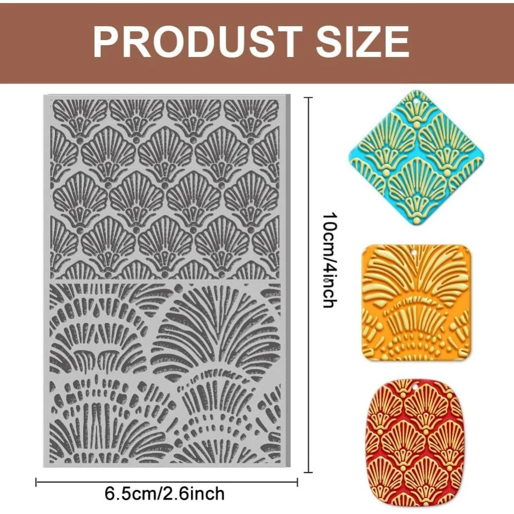 Abstract Shells Polymer Clay Texture Sheets Rubber Clay Texture Mats Embossing Folders Clay Texture Mats Tool Used for DIY Stamp