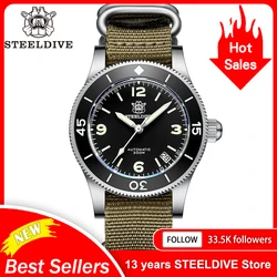 Steeldive-SD1952 NH35 para hombre, reloj de pulsera de acero inoxidable resistente al agua hasta 300m, con movimiento automático, 30ATM