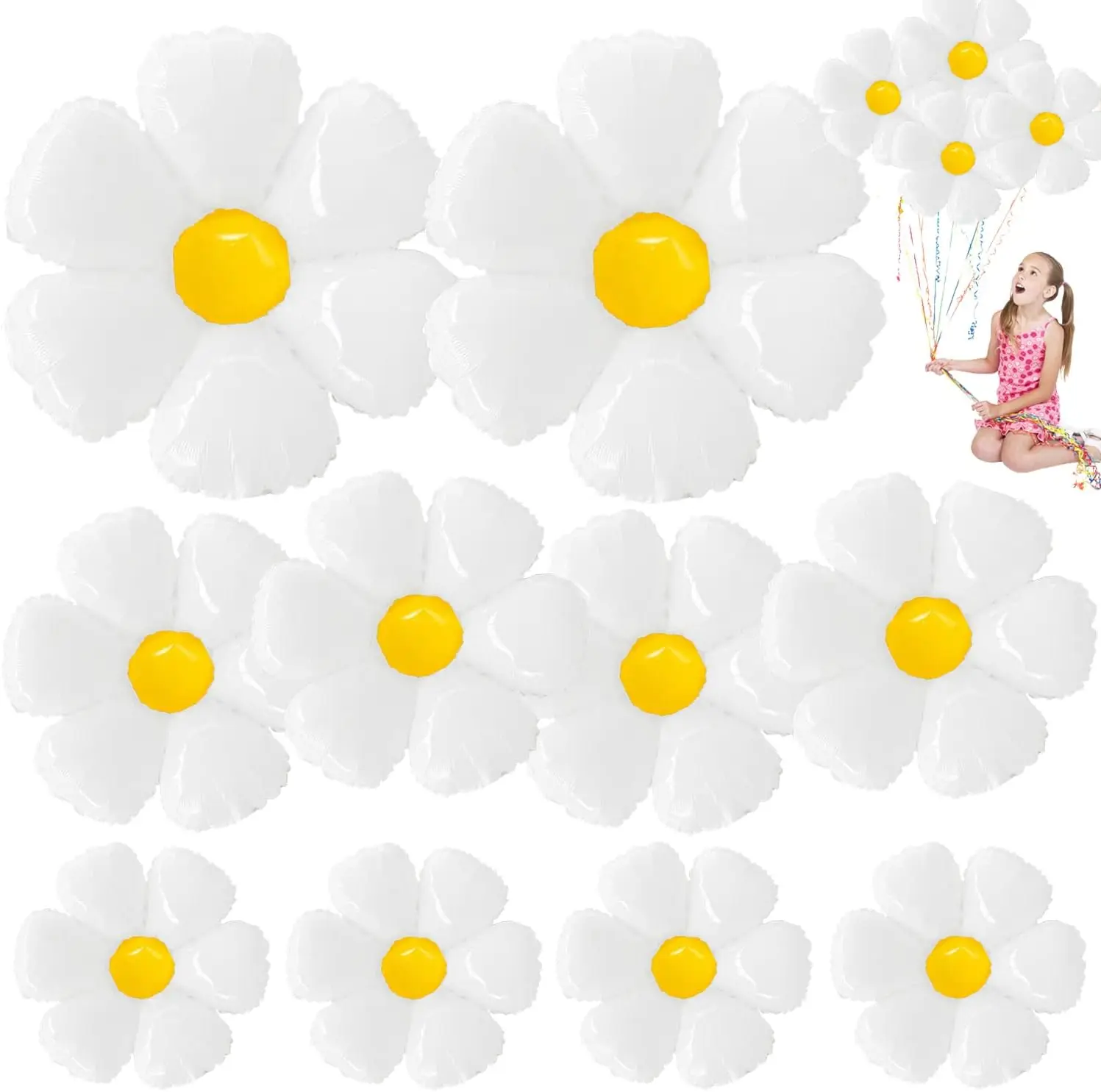 S/M/L White Daisy Flower Balloon Large Sunflower Foil Balloons Helium Balls Kids Birthday Party Baby Shower Decoration Supplies