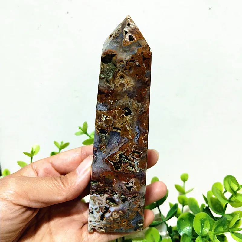 Natural Stones Ocean Jasper Tower Stone Wand Point and Chakra Energy Spiritual Meditation Healing Crystals Home Room Decor