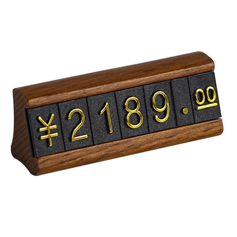 A47U 10 Sets/Box Mini Wood Combined Number Price Cube Tag Jewelry Adjustable Number Pricing Label Sign Holder Card Stand B