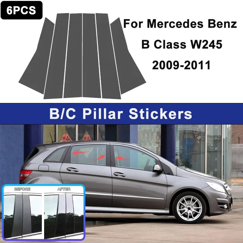 

For Mercedes Benz B Class W245 2009-2011 Window B C Pillar Post Cover Trim Stickers Door Column Decorative Exterior Accessories