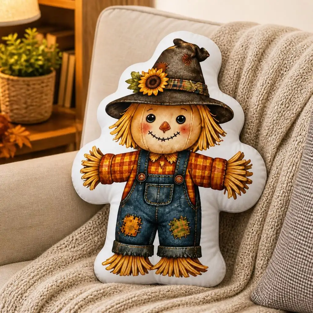 Halloween Scarecrow Autumn Harvest Farmhouse Plush Pillow Cushion Irregular Stuffed Throw Pillow Home Decor Gift Sofa Bed