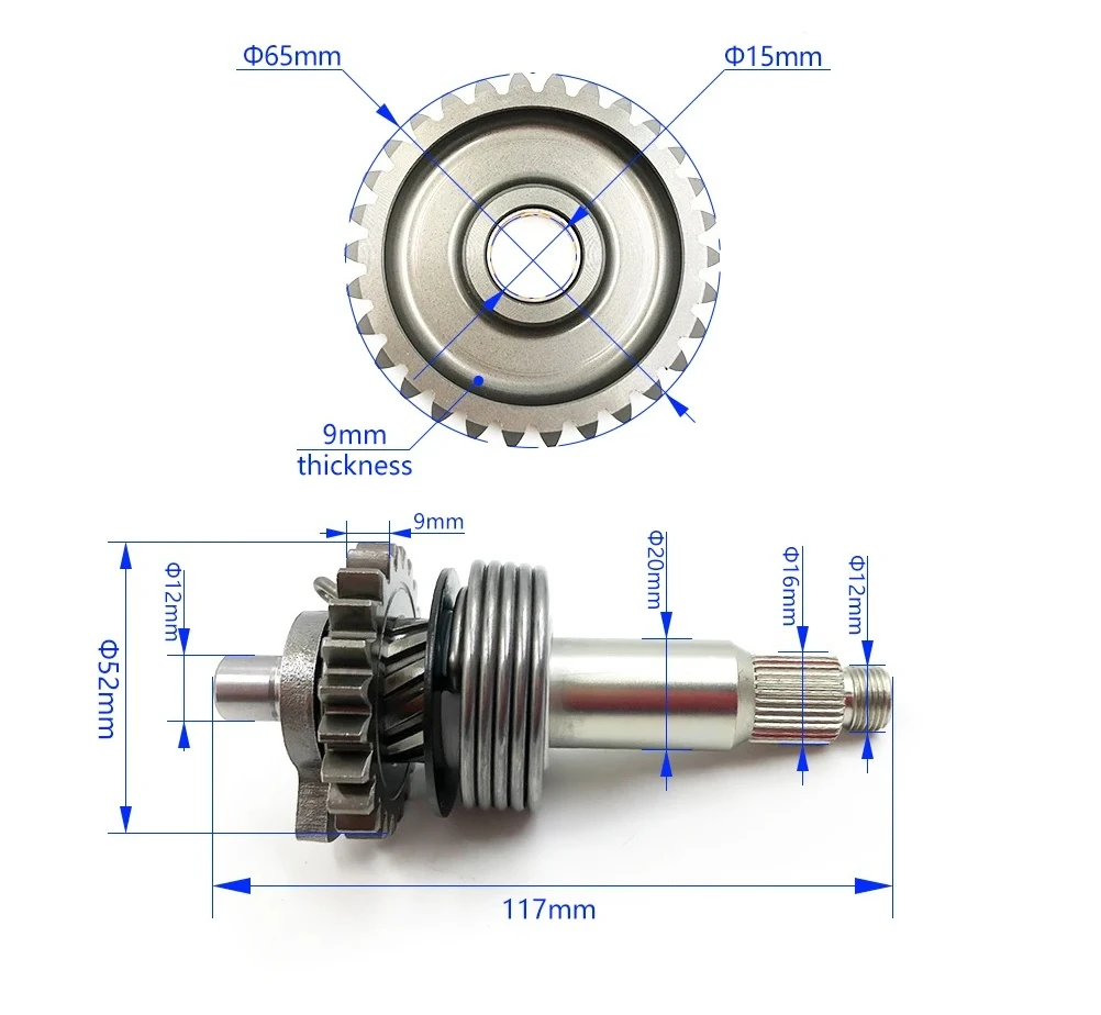 For YAMAHA DT230 MT250 2 Stroke 250cc Engine Parts OTOM Motorcycle Kick Start Shaft Axle Assembly Activate Idler Wheel Gear Set