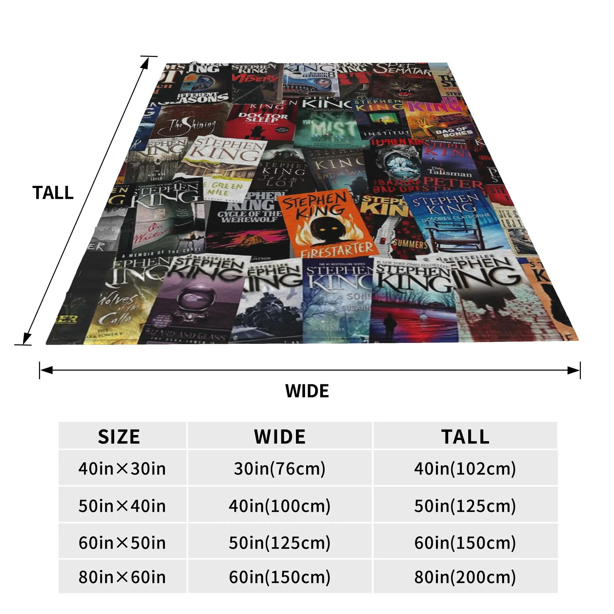 Stephen King Book Covers, Horror Bookworm Blankets Soft Warm Flannel Throw Blanket Bedspread for Bed Living room Picnic Travel