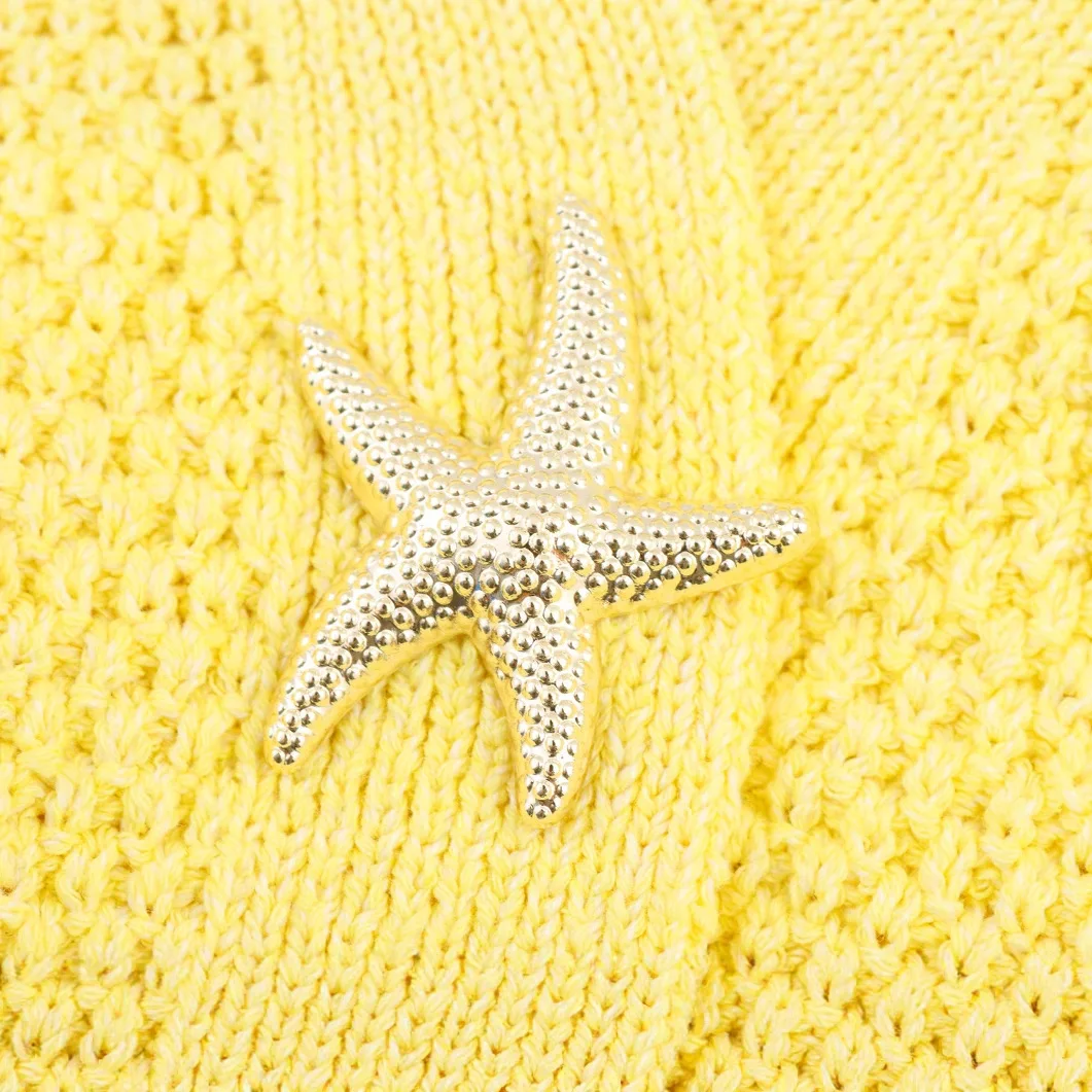 سترة صيفية محبوكة على شكل نجمة مزينة بأزرار على الطراز الأوروبي والأمريكي سترة نسائية مفتوحة ملابس خارجية عصرية