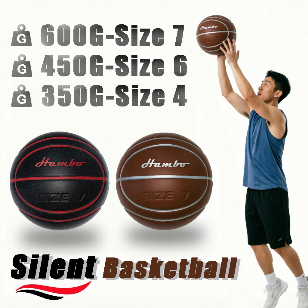 

Silent Basketball 600G-Size 7 Men, 450G-Size 6 Women/Teen, 350G-Size 4 Children Quietly Dribble Indoor Foam Airless Basketball