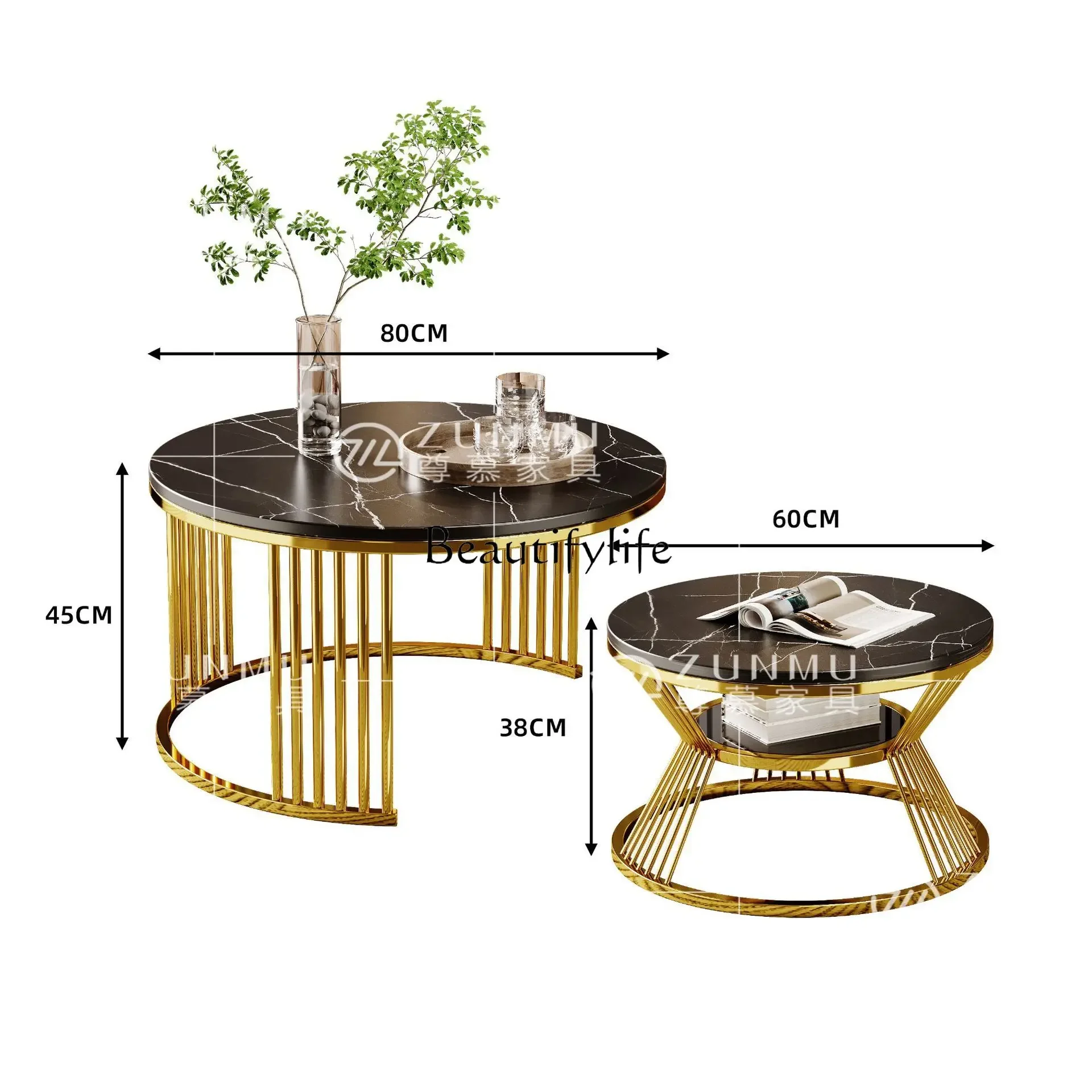 

yj5 Modern Style Coffee Table Stainless Steel Glass Living Room Marble Simple Side Table