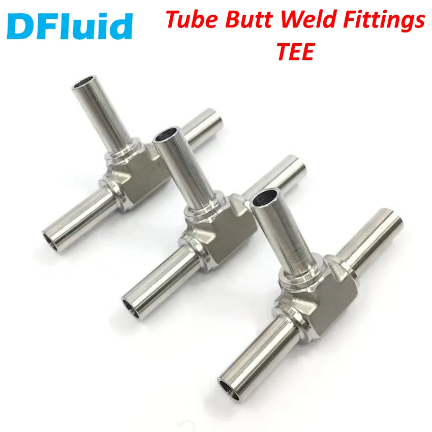 1pc 316L BA Tube Butt Weld Fitting TEE Reducing Tee 1/4 3/8 1/2 3/4 1 inch Stainless Steel for Swagelok M200 Orbital Welding