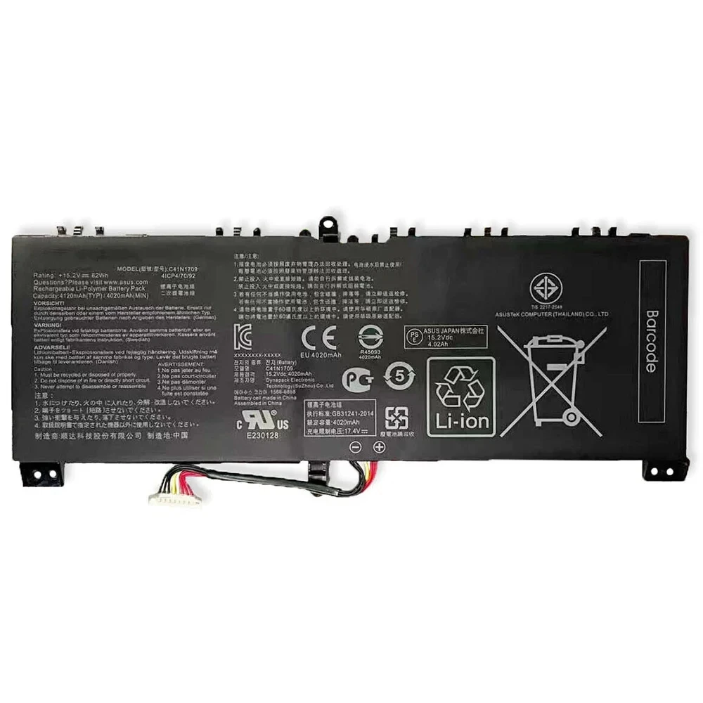 C41N1709 Laptop Battery for Asus ROG Strix SCAR Edition GL503VS 0B200-02730000 0B200-02730300 15.2V 62Wh