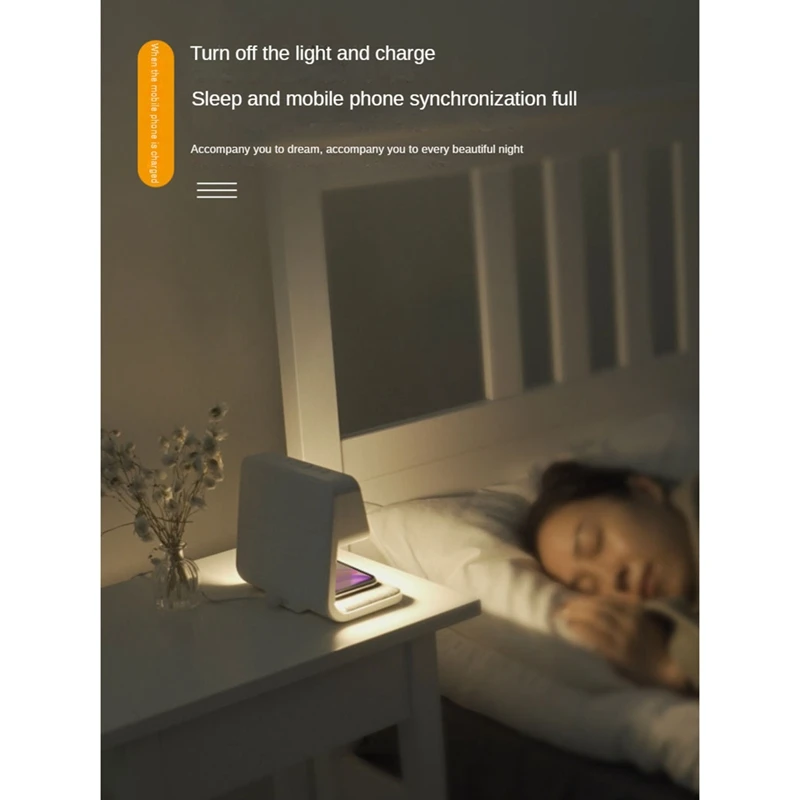 Reloj despertador con carga inalámbrica y luces, estación de carga de reloj despertador digital regulable para dormitorio, mesita de noche, oficina, duradera