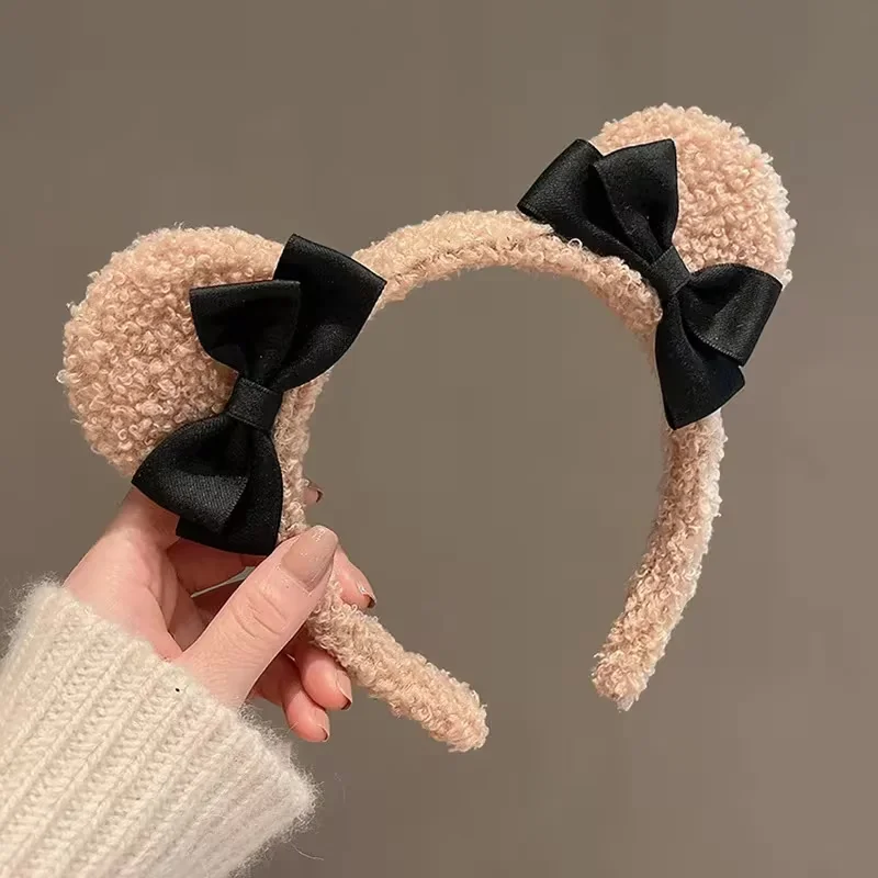 Niedliches Cartoon-Bärenohren-Stirnband – mit Schleifendetails, Haarschmuck im süßen Stil ohne Federn für Damen – Detail 7