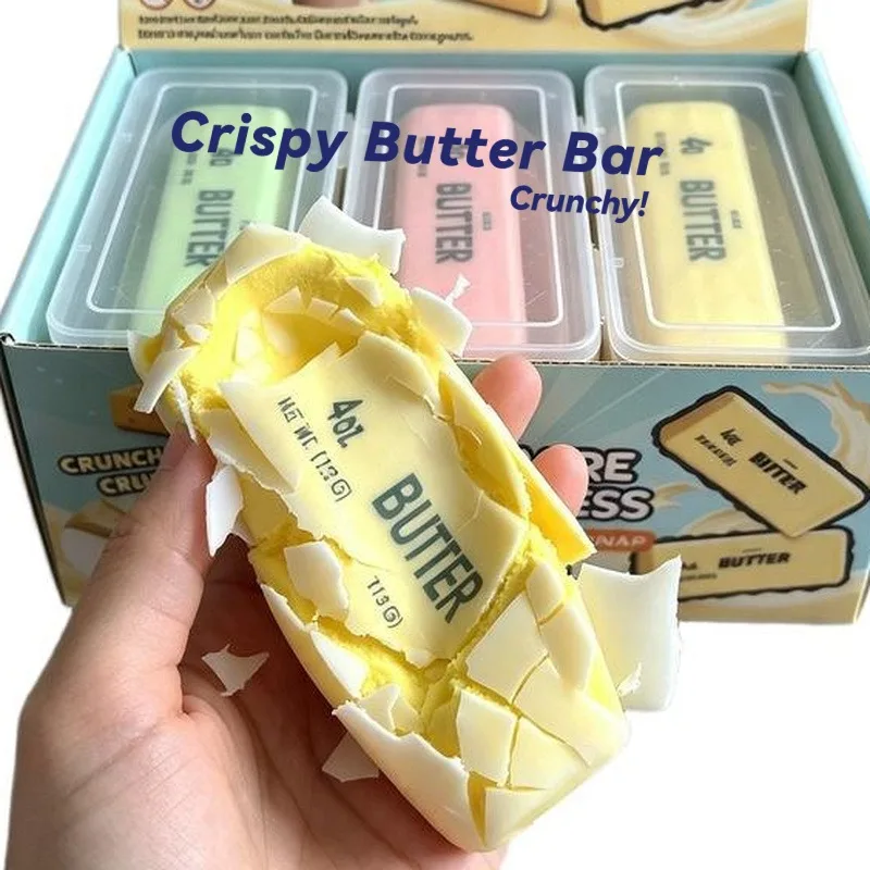 Crispy Cheese Stick Squishy Toy 2 Styles Clay Or PU Filled Sensory Press Crunchy Texture Stress Relief Squishies For Adults Gift