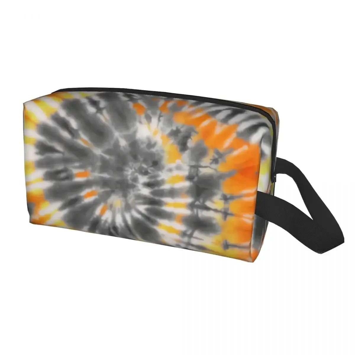 Custom Tie Dye Grey Orange Travel Cosmetic Bag Women Traditional Dyeing Toiletry Makeup Organizer Lady Beauty Storage Dopp Kit