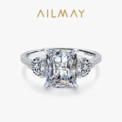 Ailmay Exquisite Luxury Rectangle 3ct AAAAA CZ Ring 925 Sterling Silver Rings For Women Wedding Engagement Fine Female Jewelry