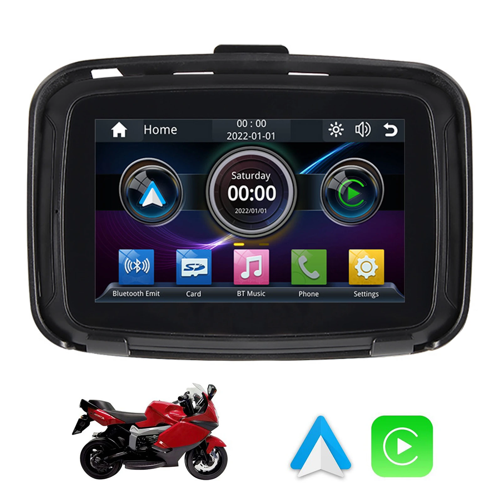 

5 Inch GPS Navigation Motorcycle Waterproof Carplay Display Motorcycle Wireless Android Auto IPX7 GPS Screen Apple LCD Display