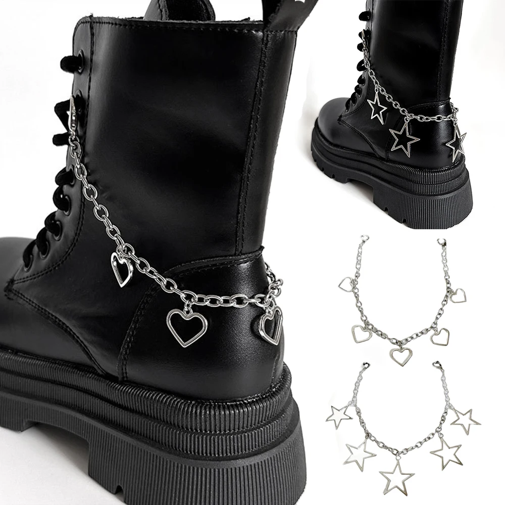 

Star Hearts Pendant Shoe Chain Metal Hollow Pentagram Pendant Boots Shoes Buckles Women Shoes Accessory Martin Boots DIY Jewelry