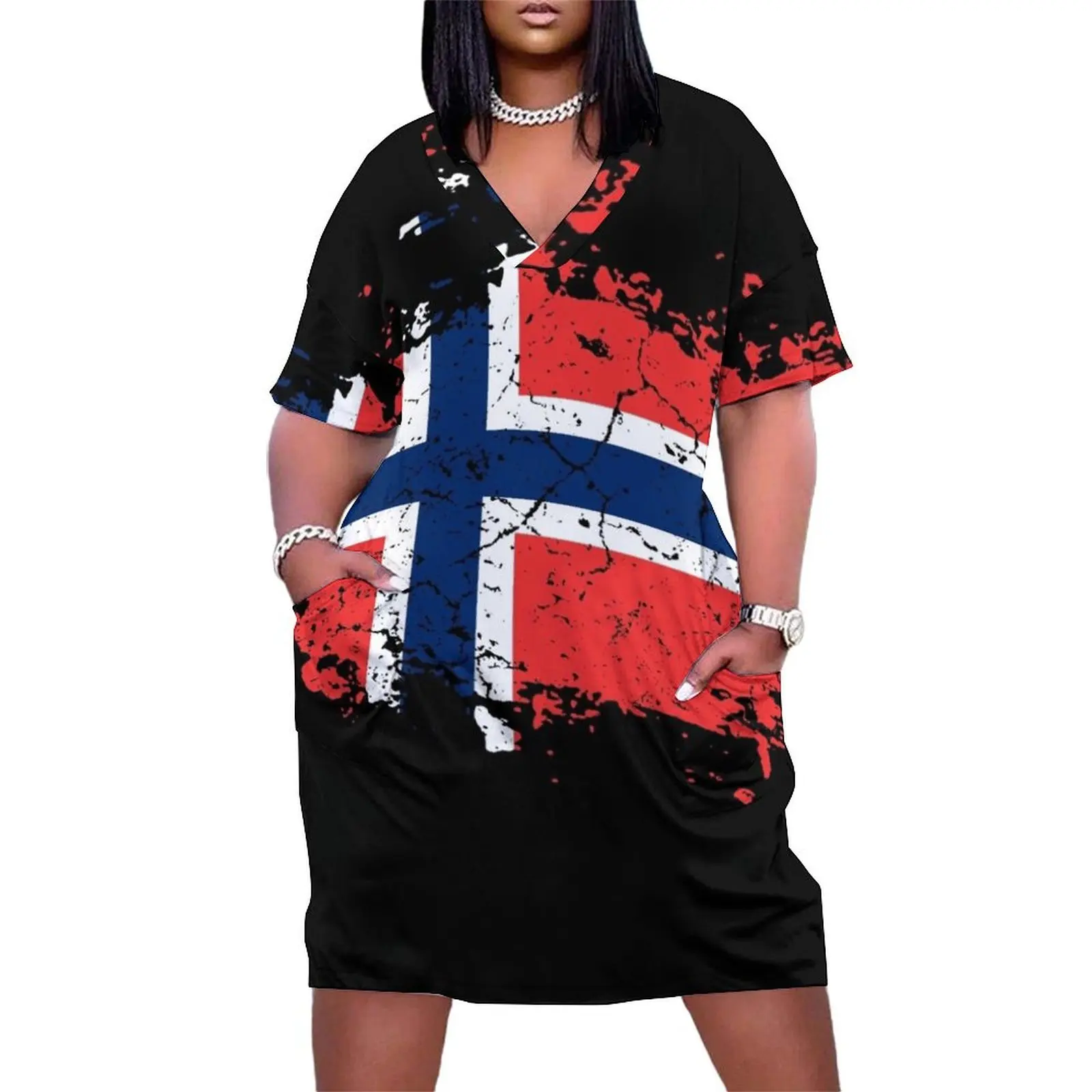 

Norway flag Loose Pocket Dress Elegant gowns Dress woman