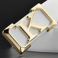 High Quality White Belt Boy Fashion Designer Casual Coskin Leather Metal Buckle Belt K Letter Men Belt