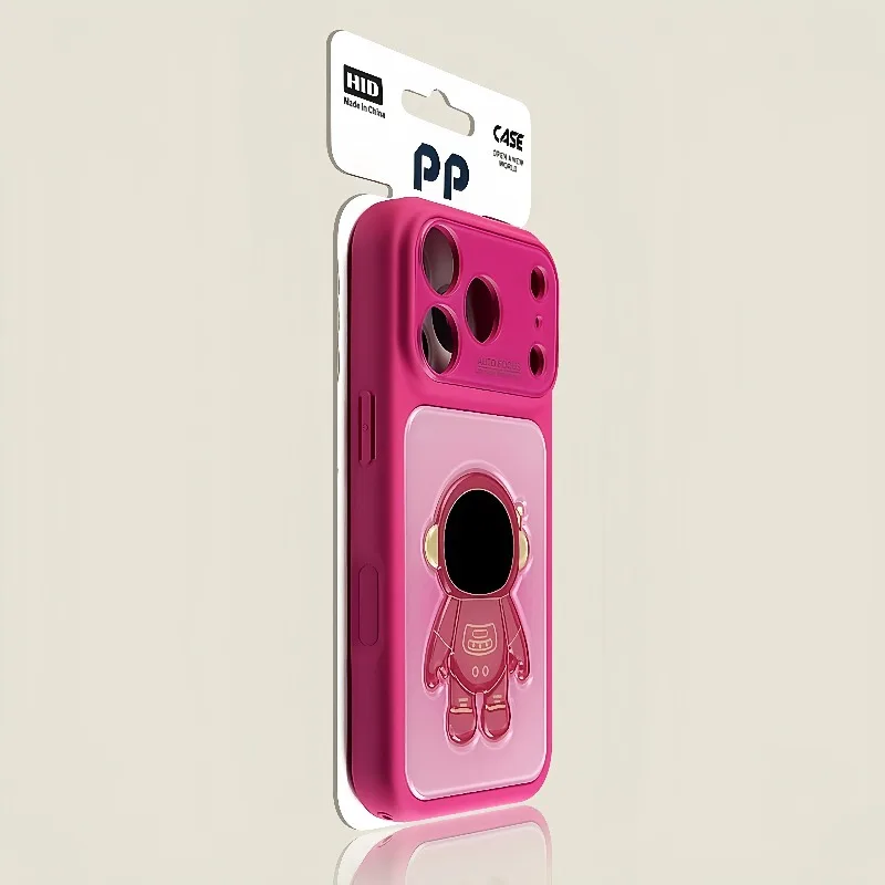 Large Window 3D Astronaut Acrylic Phone Case For iPhone 18 17 16 15 14 13 Pro Max Lens Protection Glossy Shockproof Cover