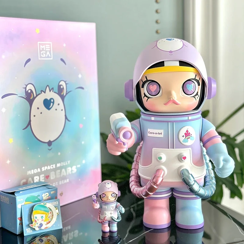 400% y 100% genuino Mega Space Molly Care Bear Set estatuilla de acción colección de decoración Interior Kawaii regalo de cumpleaños juguete grande