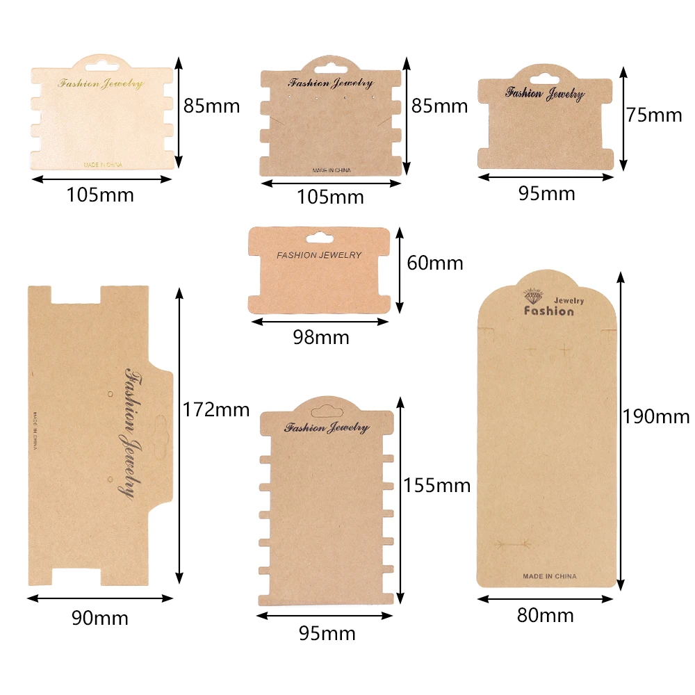 20 pcs/lot Kraft Paper Card Earring Jewelry Display Cards Kraft Paper Tags Organizer Cardboard For Necklace Bracelet Hair Band