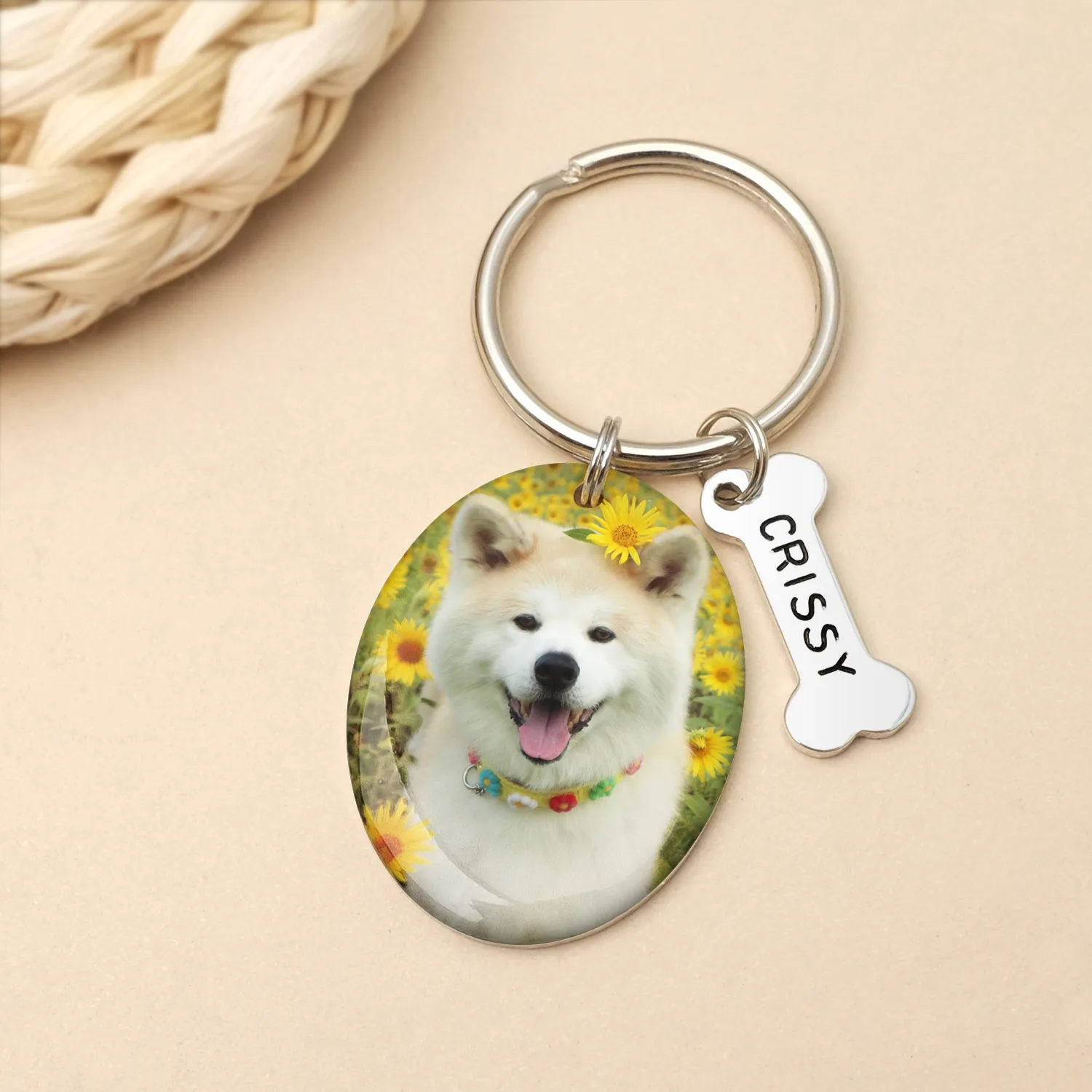 Pet Memorial Gift Personalized Dog Photo Key Chain Custom Picture Key Ring Dog Portrait Keychain for Pet Lover Christmas Gift