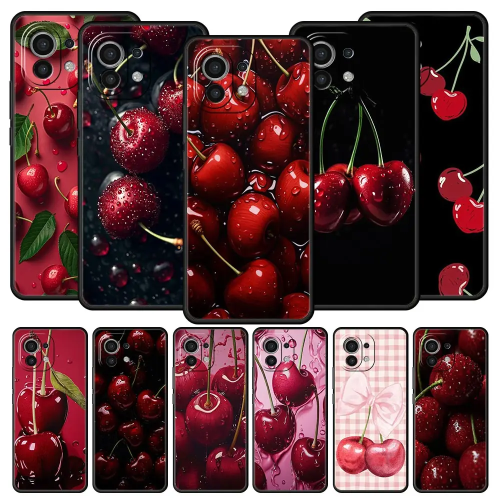 Capa de telefone para xiaomi mi 15 14 14t 13t 12t pro 12 13 11 lite 5g 11t x6 x5 pro capa macia tpu cerejas cereja frutas