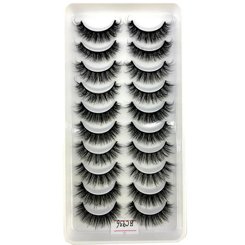 AMSDCN Künstliche Kurze Nerz-Wimpern, Natürlich Dramatische Falsche Wimpern, 10 Paar 3D-Wimpern für Make-up – Detail 18