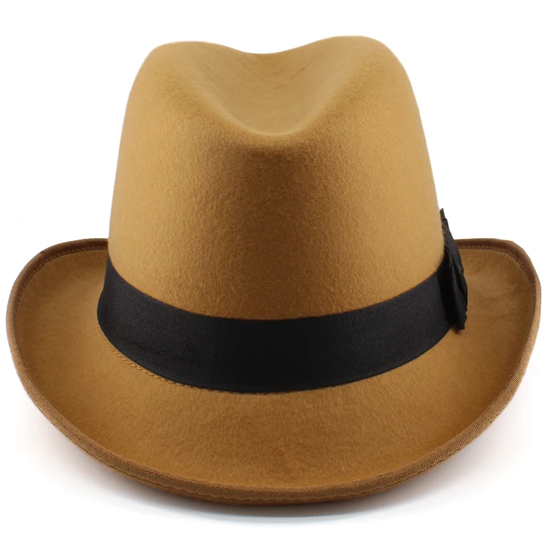 Männer Frauen Klassische Retro Wollmischung Homburg Hüte Woll-Fedora-Kappen Trilby Sonnenhut Reise Party Einstellbar UK M-L US 7 1/8-7 3/8 – Detail 11