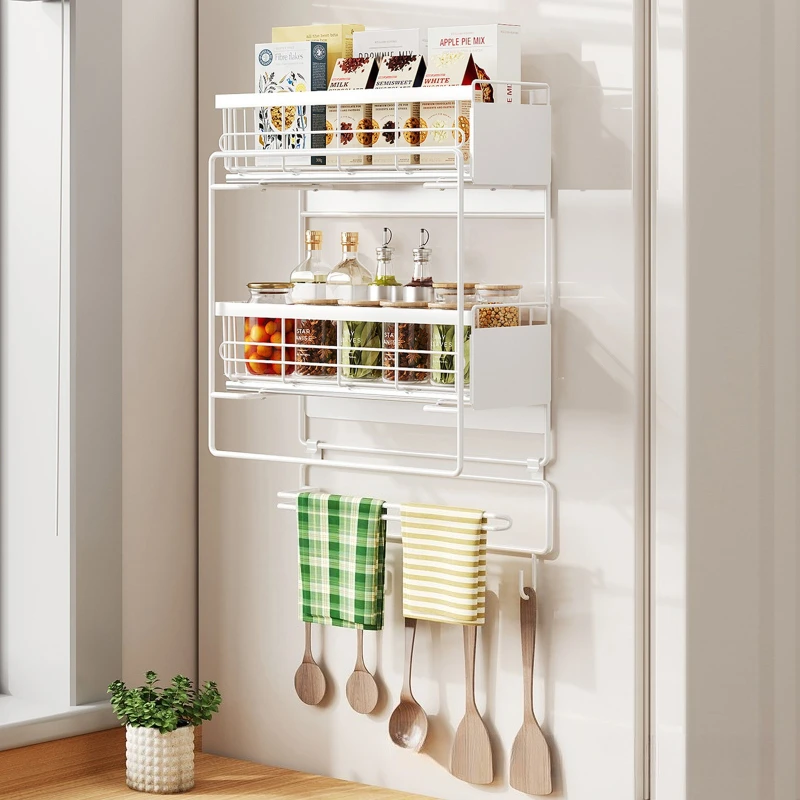 

Magnetic suction pull refrigerator rack Multifunctional magnetic seasoning rack Kitchen roll paper rack Refrigerator side