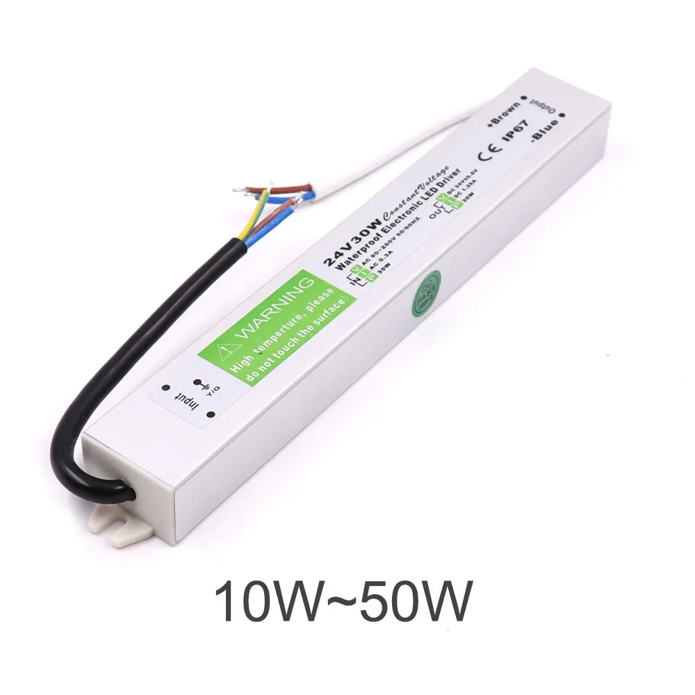 12V 24V Waterproof LED Power Supply IP67 30W 60W 100W 200W 300W 400W 500W AC DC Converter LED Driver Lighting Transformer