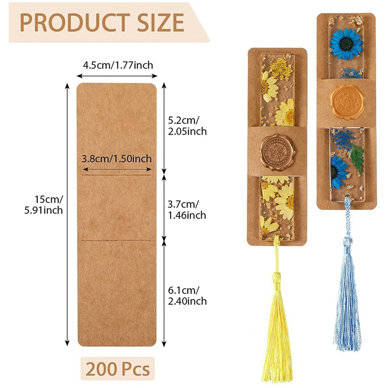 Resin Bookmark Holder Kraft Bookmark Sleeves Brown Book Markers Cover Holder DIY Bookmark 100 Pcs