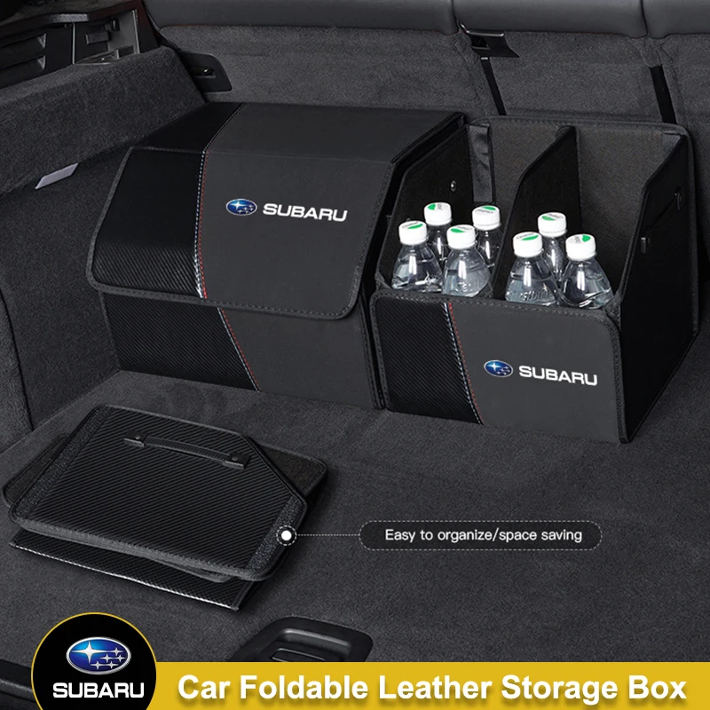 Car Leather Trunk Storage Box Foldable Portable Multiuse Trunk Bag For Subaru STI Forester BRZ Outback Legacy Levorg Mpreza WRX