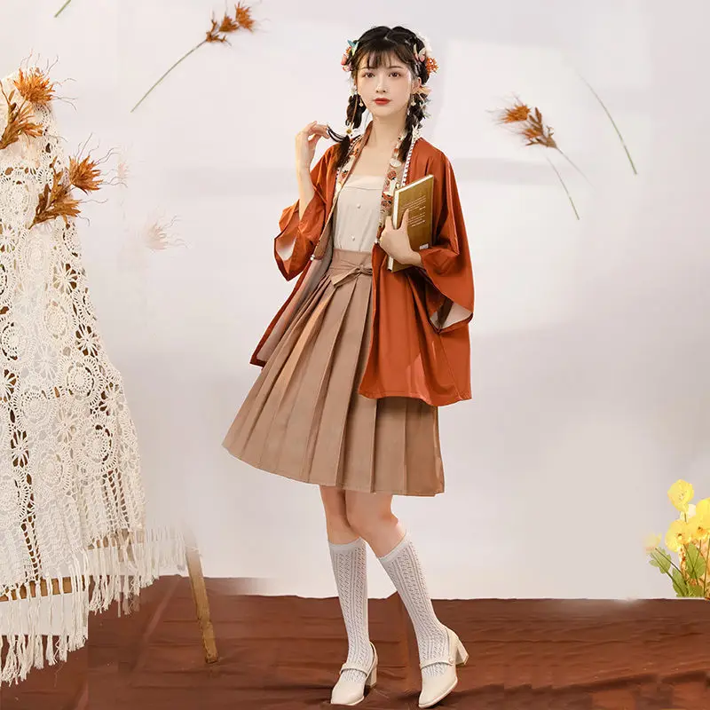 Spring/Summer New Chinese Style Thin Improved Hanfu Sunscreen Shirt Song-made Hansu Short Stuffed Women Three-piece Suit