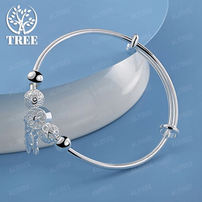 

New Style 925 Sterling Silver Dreamcatcher Tassel Feather Bangle Women Fashion Fine Jewelry Birthday Party Gift Accessories