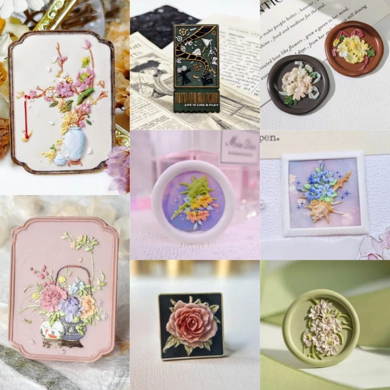 Ancient-Style Rose Cute Cat Bread Creative Stamp Lacquer Seal Embossed Ins Girl Custom Brass Seal Head Toy for Arts & Crafts