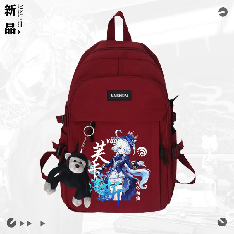 Anime GS Impact Game Merchandise Collaboration Casual Travel Backpack Fashion Furina Focalors Student Unisex Laptop Bag